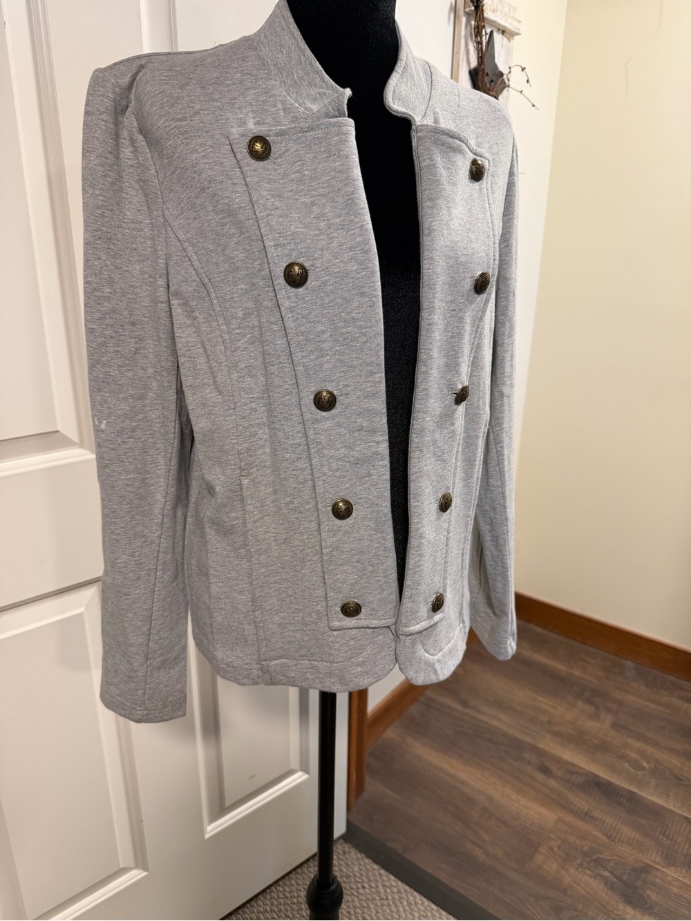 Tommy Hilfiger Band Jacket Gray Military Style Knit Blazer Large NWT